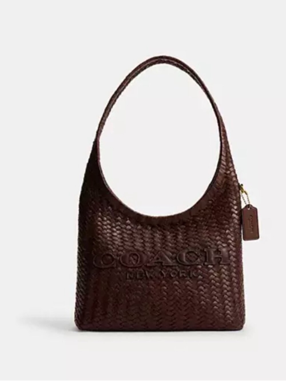 Coach Dark Brown Woven Leather Shoulder Bag Brooklyn 28